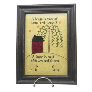 Country Primitive Hand Stitched  A House is made of Walls and Beams Sampler